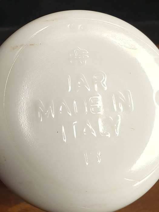 4 X VINTAGE OPALEX MILK GLASS ITALY SPICE HOLDERS.
