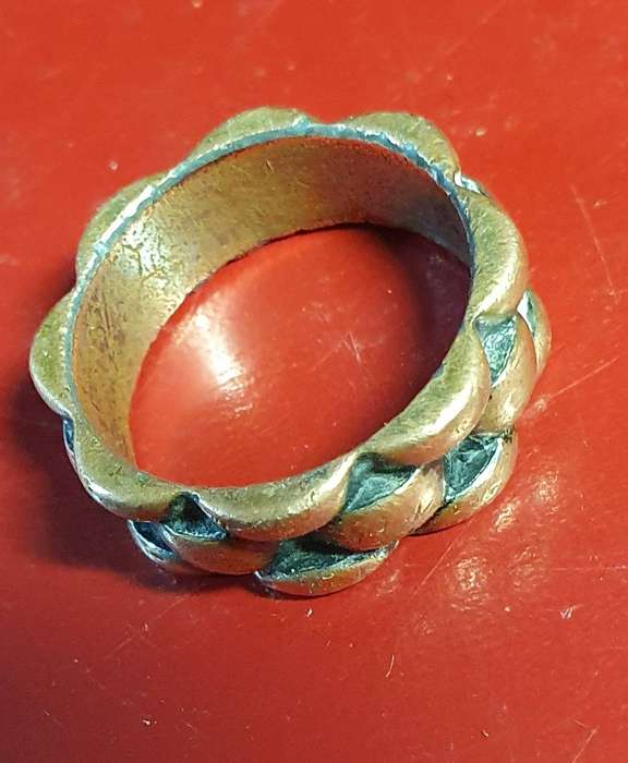 VINTAGE HEAVY COPPER GEAR BIKERS RING. 24mm