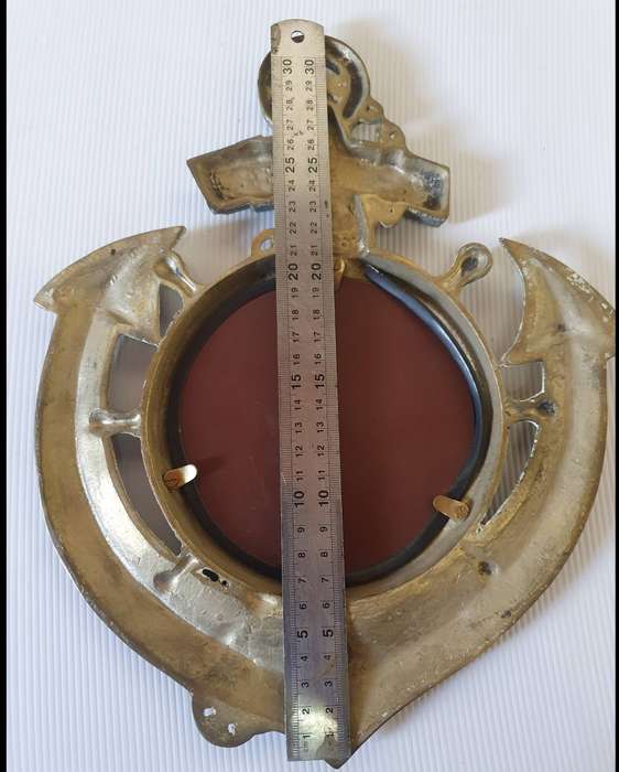 VINTAGE HUGE SOLID BRASS SHIPS ANKER MIRROR.