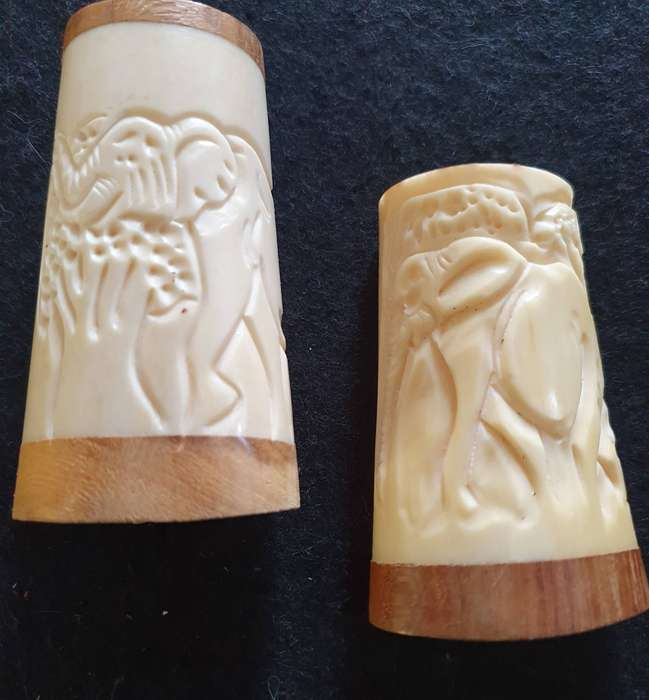 ANTIQUE SALT AND PEPPER SHAKERS. BONE