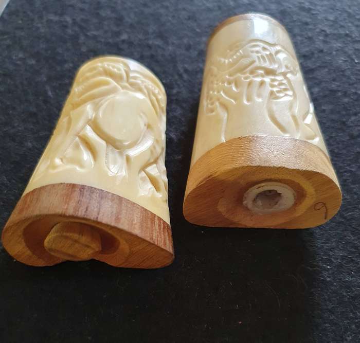 ANTIQUE SALT AND PEPPER SHAKERS. BONE