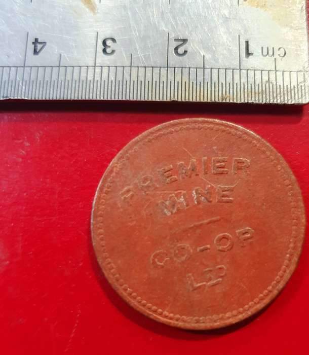 ANTIQUE PREMIER MINE CO-OP Ltd ONE PENNY. 1D. HARD FIBRE.
