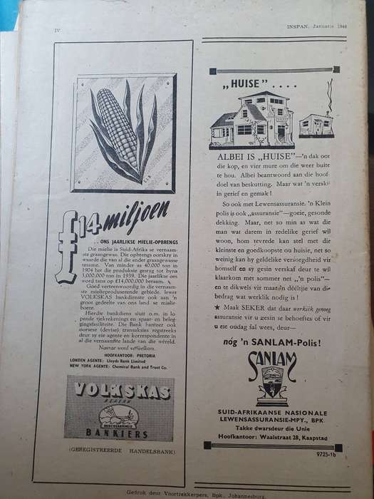 11 X 1948 INSPAN TYDSKRIFTE. AMPTELIKE ORGAAN VAN DIE REDDINGS-DAAD BOND. ONE BID FOR ALL.