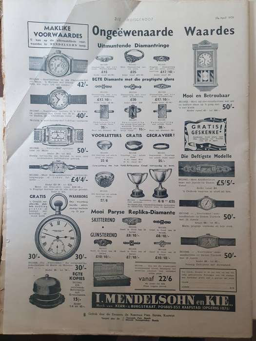 28 APRIL 1939.  DIE HUISGENOOT. COLLECTORS EDD. BIG FORMAT 28CM W X 35CM L.