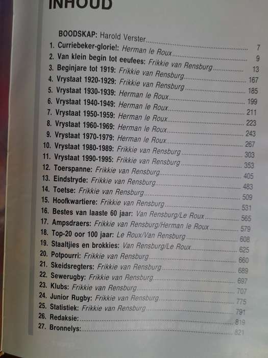 VRYSTAAT - 100 Jaar van Hardlooprugby - 1895 tot 1995 - by Frikkie van Rensburg