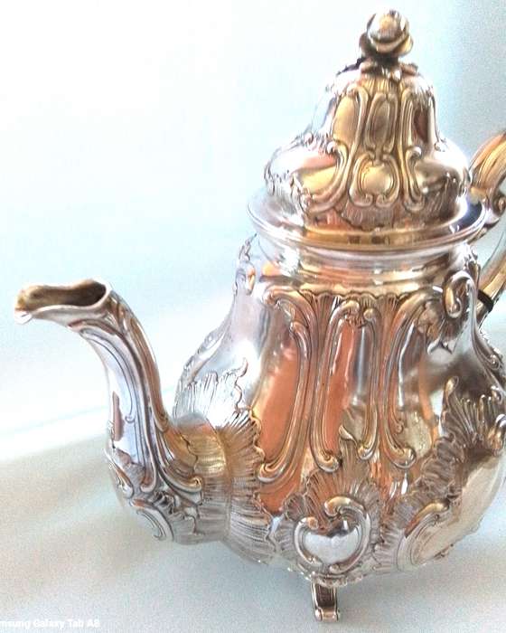 Silver `800`  Relief Tea Pot