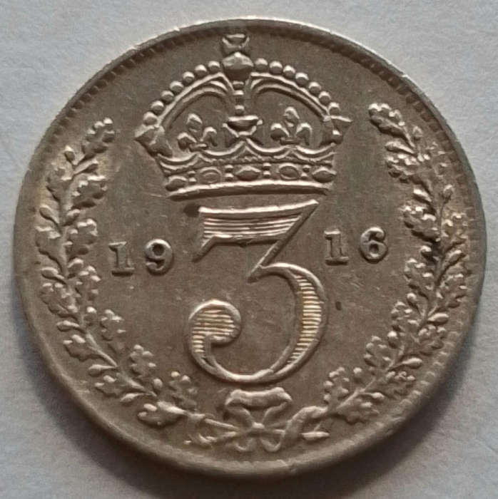 1916  -  British  3  Pence  Coin   [C105]