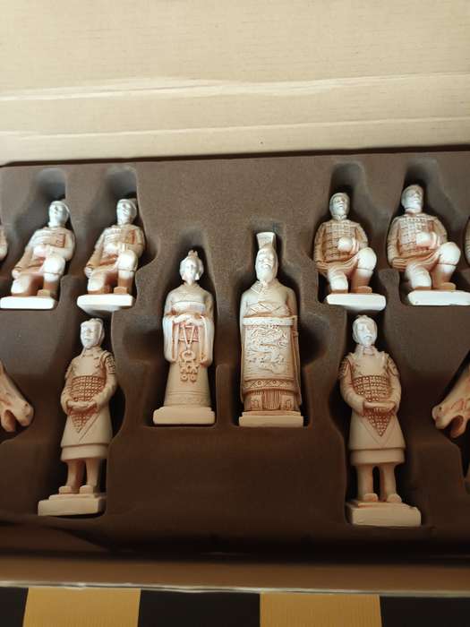 Detailed Oriental Chess Pieces with Fold Up Board