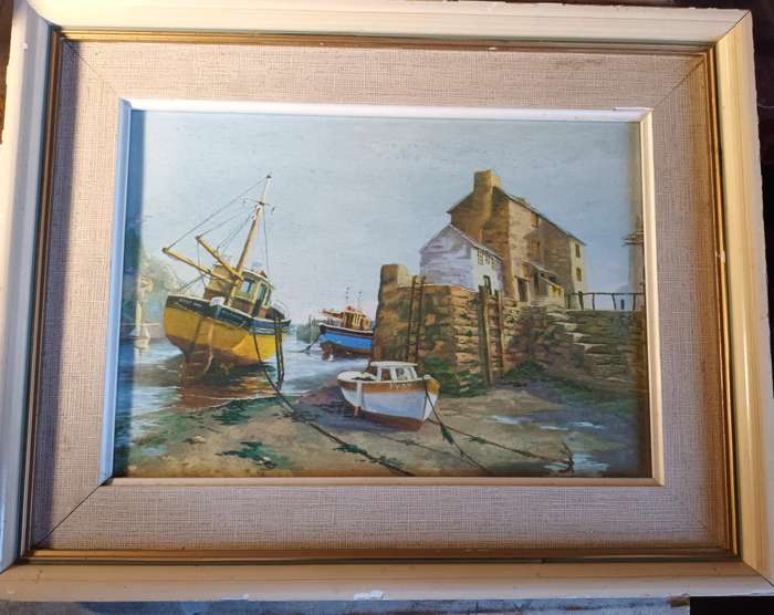Vintage Framed Print of Boats