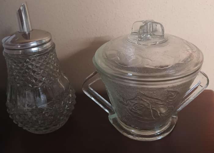 Vintage Cutglass Sugar Bowl & Salt Pot