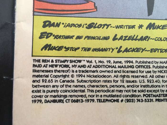 MARVEL COMICS - THE REN AND STIMPY SHOW - SPECIAL MINIMALIST ISSUE -  VOL. 1  NO. 19 - 1994