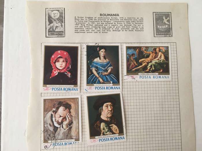 ROMANIA LOT OF 5 PAINTING STAMPS