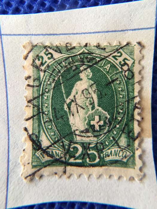 SWITZERLAND 25 FRANCS USED STAMP