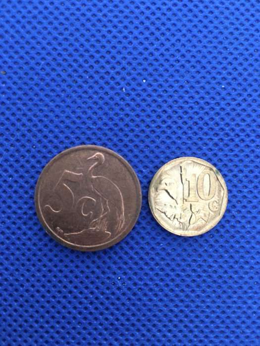 SOUTH AFRICA - TWO COINS - 5c and 10c coins (C11)