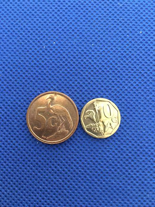 SOUTH AFRICA - TWO COINS - 5c and 10c coins  (C10)
