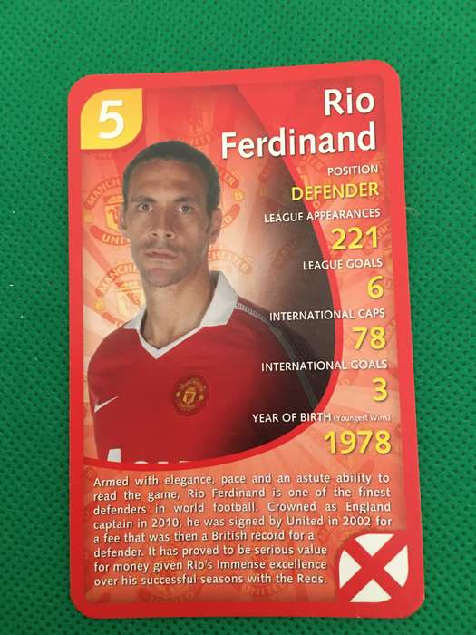 TOP TRUMPS - MANCHESTER UNITED - 2011 - NO. 5 - RIO FERDINAND