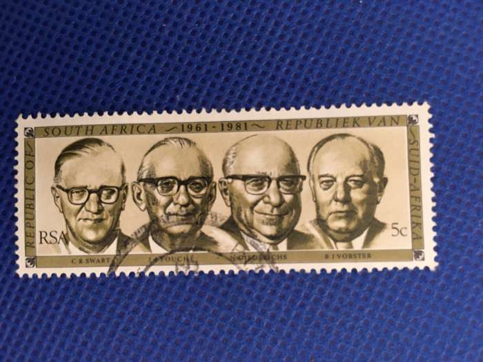 SOUTH AFRICA - FOUNDING OF REPUBLIC 20TH  ANNIVERSARY FORMER PRESIDENTS 1981 5c