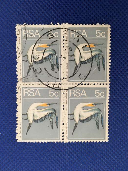 SOUTH AFRICA 1974 USED BLOCK OF STAMPS  5c