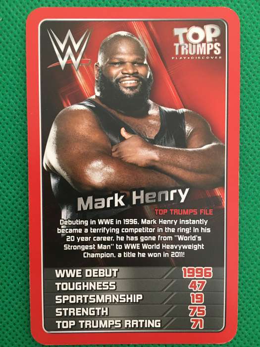 TOP TRUMPS WWE WRESTLING CARD - 2017 - MARK HENRY