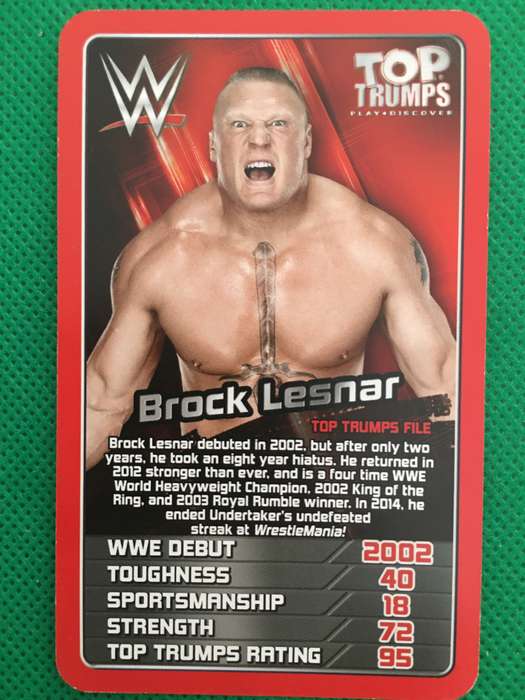 TOP TRUMPS WWE WRESTLING CARD - 2017 -  BROCK LESNAR
