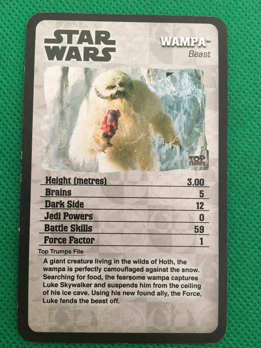 TOPP TRUMPS STAR WARS TRADING CARD - WAMPA