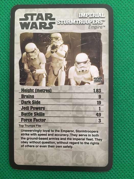 TOPP TRUMPS STAR WARS EPISODE IV-VI - TRADING CARD -  IMPERIAL STORMTROOPERS