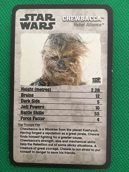 TOPP TRUMPS STAR WARS EPISODE IV-VI - TRADING CARD - CHEWBACCA