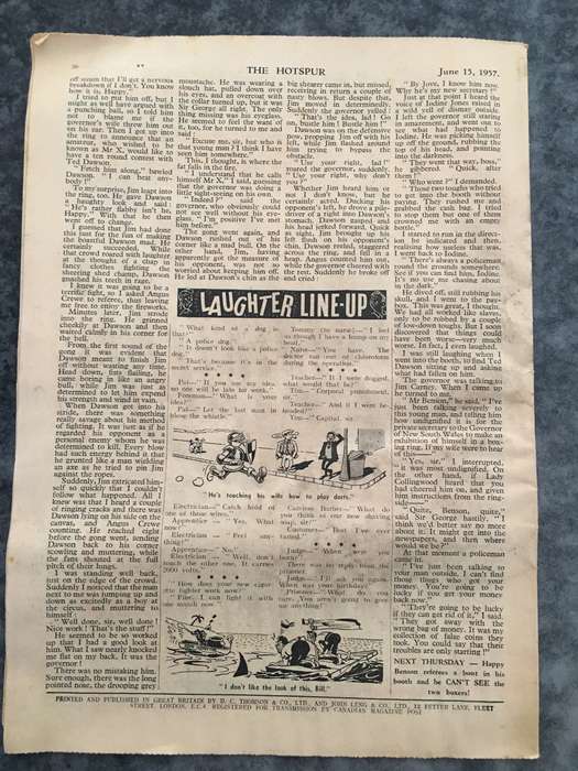 VINTAGE TO ANTIQUE - COMIC/ MAGAZINE - THE HOTSPUR - 1957
