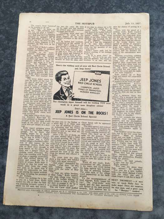 VINTAGE TO ANTIQUE - COMIC/ MAGAZINE - THE HOTSPUR - 1957