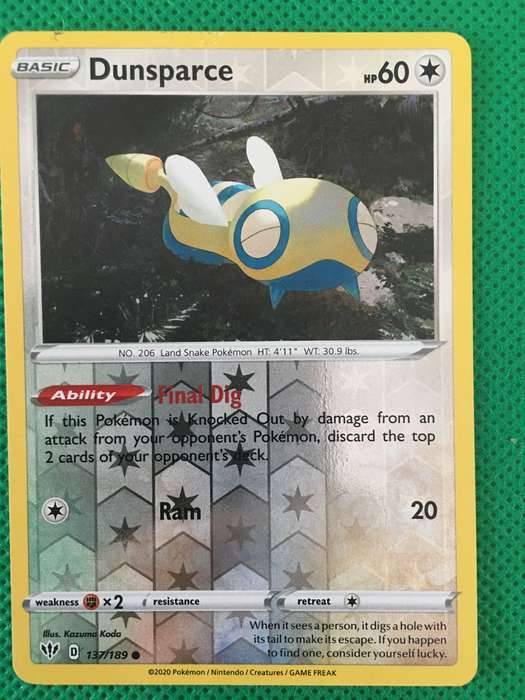 POKEMON TRADING CARD - DUNSPARCE - FOIL CARD / SHINY CARD