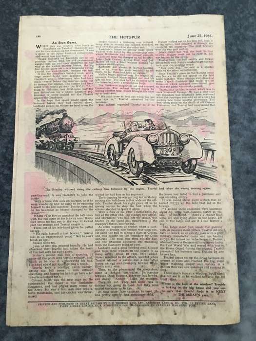 VINTAGE TO ANTIQUE - COMIC/ MAGAZINE - THE HOTSPUR - 1955