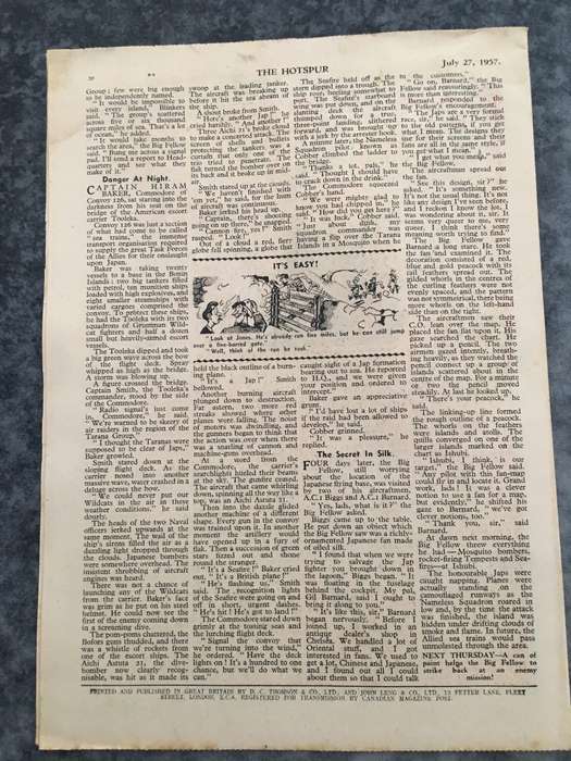 VINTAGE TO ANTIQUE - COMIC/ MAGAZINE - THE HOTSPUR - 1957