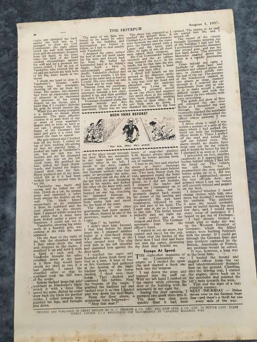 VINTAGE TO ANTIQUE - COMIC/ MAGAZINE - THE HOTSPUR - 1957