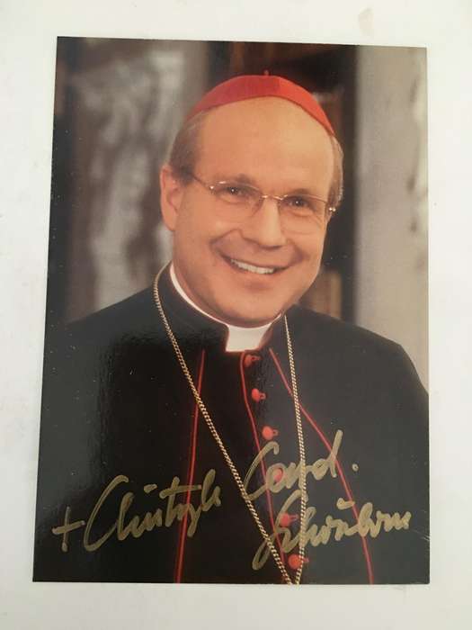 AUTOGRAPHED / SIGNED - HIS HOLINESS - CARDINAL DR. CHRISTOPH SCHONBORN AND PRAYER CARD