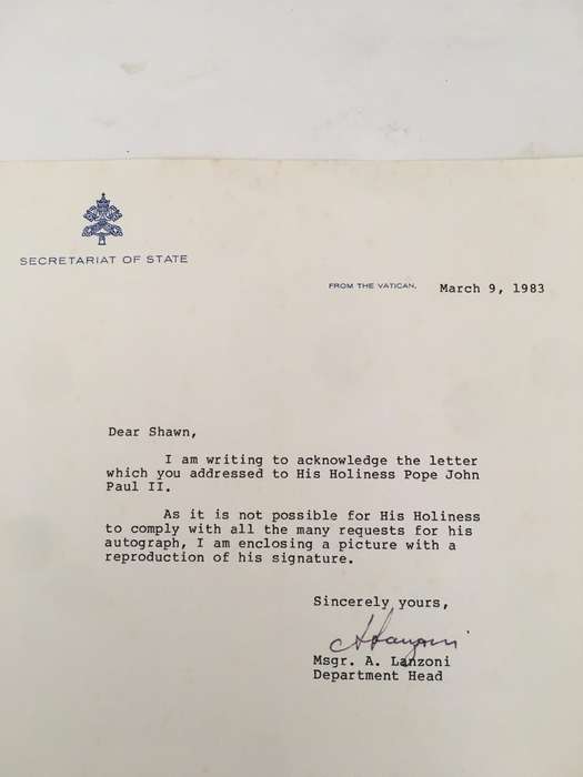 PRINTED AUTOGRAPH POPE JOHN PAUL II
