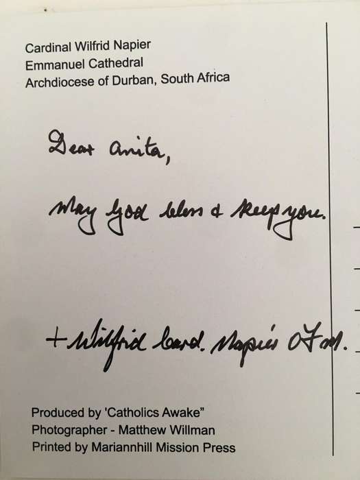 AUTOGRAPHED / SIGNED - HIS HOLINESS ARCHBISHOP WILFRID F. NAPIER OF DURBAN