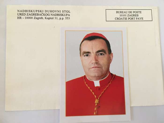 PRINTED  AUTOGRAPH OF HIS HOLINESS - CARDINAL JOSIP  BOZANIC