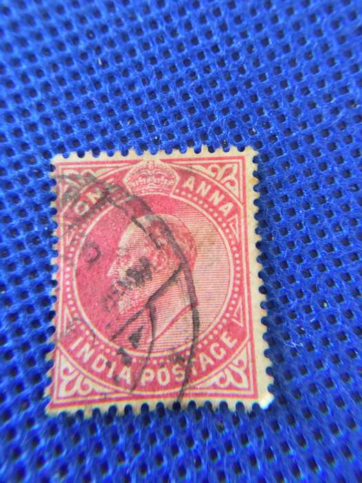 INDIA ONE ANNA KING EDWARD USED STAMP
