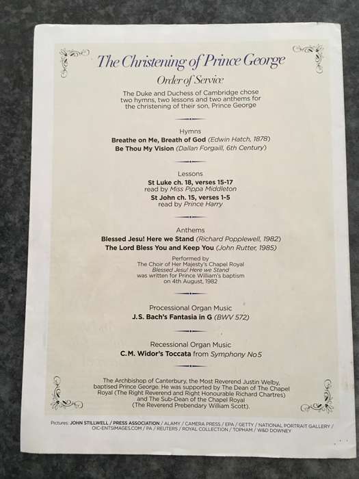 THE MAIL MAGAZINE SOUVENIR PRINCE GEORGE CHRISTENING