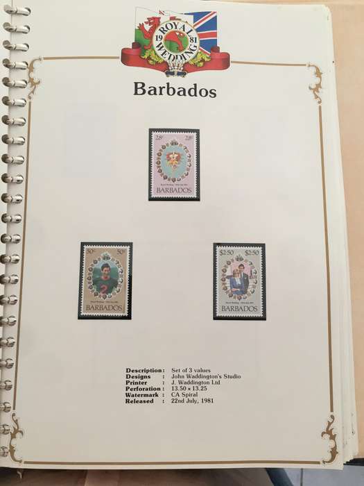 BARBADOS - ROYAL WEDDING OF H,H, PRINCE CHARLES & LADY DIANA - 1981 - 3 MINT STAMPS