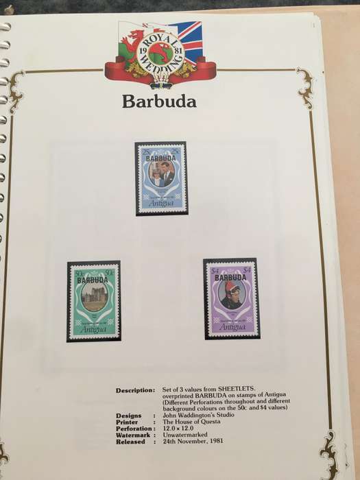 BARBUDA - ROYAL WEDDING OF H.H. PRINCE CHARLES & LADY DIANA - 1981  - 3 MINT STAMPS