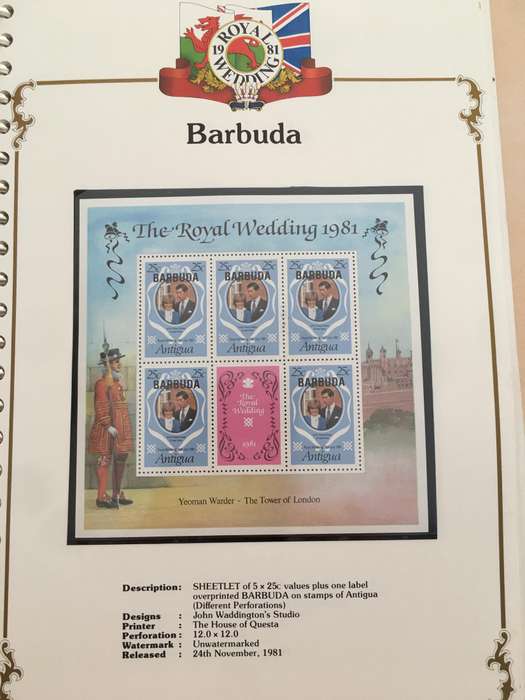 BARBUDA - ROYAL WEDDING OF H.H. PRINCE CHARLES & LADY DIANA - 1981  - 5 MINT STAMPS