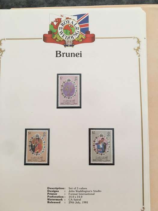 BRUNEI - THE ROYAL WEDDING OF PRINCE CHARLES & LADY DIANA - 1981 3 MINT STAMPS