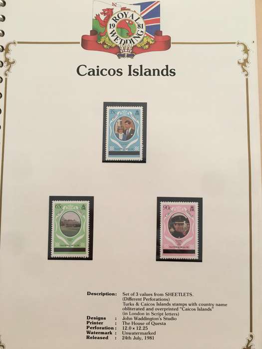 CAICOS ISLANDS - ROYAL WEDDING OF H.H. PRINCE CHARLES & LADY DIANA - 1981 - MINT STAMPS