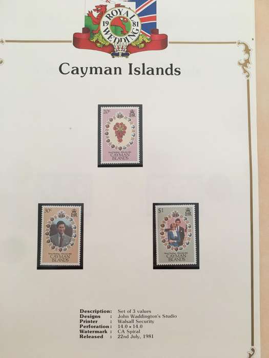 CAYMAN ISLANDS THE ROYAL WEDDING OF PRINCE CHARLES AND LADY DIANA 1981 MINT STAMPS