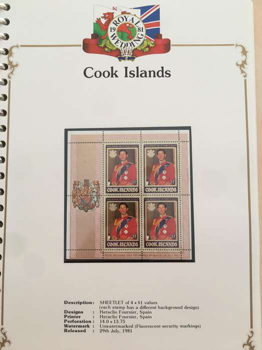 COOK ISLANDS - ROYAL WEDDING OF PRINCE CHARLES AND DIANA 1981 MINI MINT SHEET