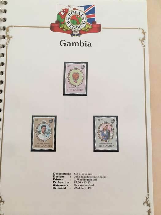 GAMBIA - ROYAL WEDDING OF PRINCE CHARLES AND LADY DIANA 1981 - 3 MINT STAMPS