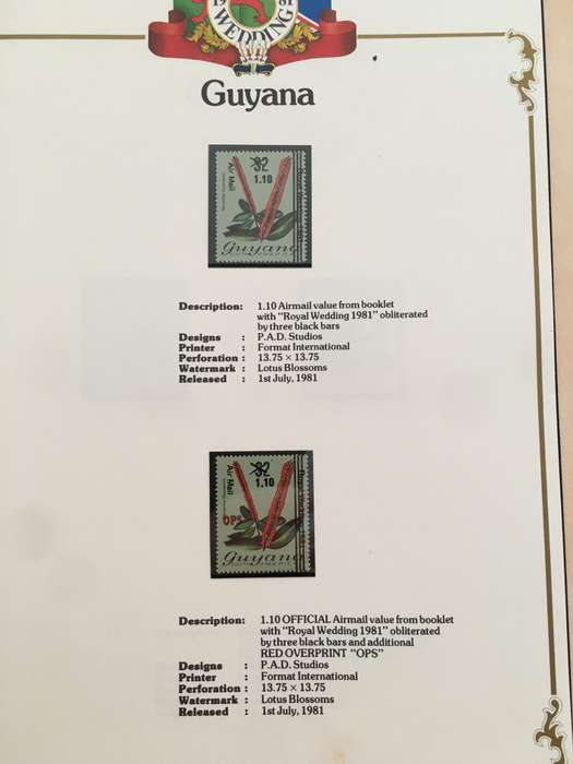 GUYANA  PARCEL POST  ROYAL WEDDING  BLACK OVER PRINTS
