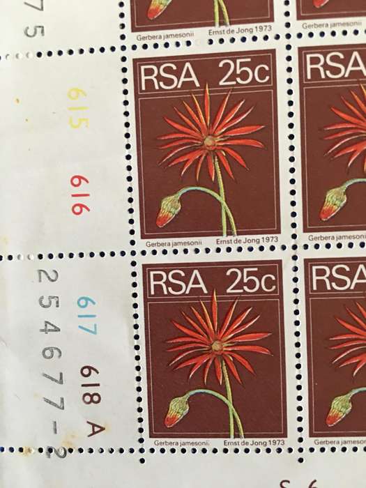 SOUTH AFRICA LOT OF 6 25c 1974  MINT STAMPS