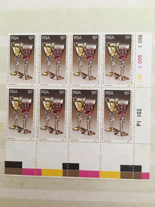 SOUTH AFRICA 15c WINE GLASS  MINT BLOCK OF STAMPS